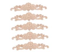 SOIMISS 5pcs Carved Rose Appliques Artistic Flower Decorations for Furniture Walls Doors Unpainted Solid Wood Carving with Detailed Rose Motifs Easy DIY Home Decor Wood Onlays