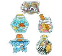 SOIMISS 5pcs Cat Brooch Pin Cartoon Drift Bottle Design Alloy Safety Pins for Women Fashion Accessories Prom Jewelry