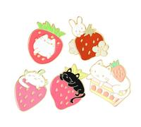 SOIMISS 5pcs Cute Cartoon Strawberry Brooch Pins Clothes Decor Accessories for Bags Jackets Hats Compact Portable Fashionable
