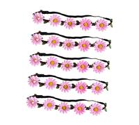 SOIMISS 5pcs Hawaiian Sunflower Flower Headband Wreaths Bohemian Style Hair Accessories for Beach Theme Parties Cheerleader Performances Tropical Events Pink