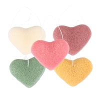 SOIMISS 5pcs Heart Shaped Makeup Sponges for Deep Cleansing and Oil Control Gentle Exfoliating Facial Puff Portable Face Sponge Pads for Pore Cleansing and Makeup Removal Travel Friendly