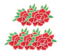 SOIMISS 5Pcs Iron Embroidery Flower Applique Patches for Clothing and Bags Medium Red Peony with White Edges DIY Decorative Sewing Badges for Repair and Fashion Accessories