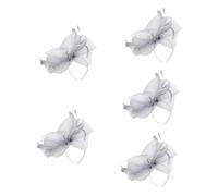 SOIMISS 5pcs Mesh Fascinator Headband Detachable Hair Clips for Weddings Tea Parties and Banquets Elegant Bridal Headdress Accessory Gray