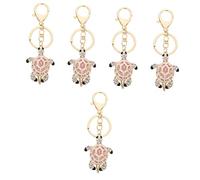SOIMISS 5pcs Metal Turtle Keychain Pendant Creative Bag Ornament for Purse and Backpack Unique Cute Key Accessory Rhinestone Design