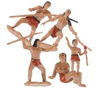 SOIMISS 5Pcs Resin Primitive Men Set, Realistic Miniature Hunting Scene Figures for Sand Table Layout, Primitive Human Model Kit for Educational Play and Collecting