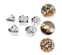 SOIMISS 5pcs Stainless Steel Mousse Ring Moulds Baking Tool with Smooth Surface for Cakes Cookies Desserts Includes Square Triangle Round Flower Heart Shapes Kitchen and Bakery Use
