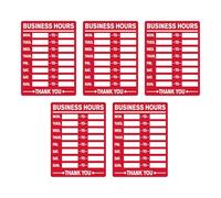 SOIMISS 5pcs Waterproof Business Hours Sign Stickers for Store Window, Fillable Red Shop Hours Plaque 7.87" X 5.91" Self-adhesive Writable Office and Market Stall Display