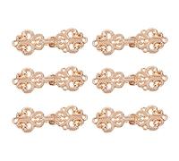 SOIMISS 6 Pairs Chinese Knots Frog Buttons Vintage Handmade Metal Cheongsam Closure Sewing Fasteners for Suit Sweater Cloak Coats Scarf Cardigan Costumes Outfit Golden