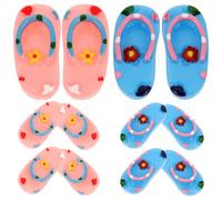 SOIMISS 6 Pairs Miniature Slipper Props for Dollhouse Decoration, Beach Scene Accessories with Pink and Blue Sandals, DIY Summer Hawaiian Party Miniature Shoes for Display