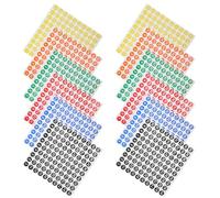 SOIMISS 60 Sheets 10mm Round Numbered Labels 1-100 Adhesive Color Coding Stickers for Office Filing Organizing White Print on Black Green Red Blue Yellow Orange