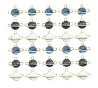 SOIMISS 60pcs Enamel Alloy Planet Pendants DIY Jewelry Accessories for Bracelets Charms Making Blue Black White Crafting Materials