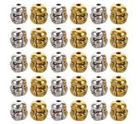 SOIMISS 60pcs Tibetan Buddha Head Spacer Beads, Antique Silver Golden Alloy Miniature Buddha Charm, Tribal Jewelry Findings for Necklace and Bracelet Making, Yoga Beads
