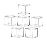 SOIMISS 6Pcs Acrylic Cube Boxes with Lids 10X10X10Cm 800Ml Candy Storage Containers for Wedding Favors and Jewelry Packaging