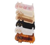 SOIMISS 6pcs Assorted Color Cartoon Cat Shape Hairpins Lightweight Acetic Acid Material Cute Alligator Barrettes to Keep Hairstyle Neat for Casual Outings and Parties