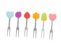 SOIMISS 6pcs Candy Color Silicone Handle Fruit Forks for Cake Salad Appetizers Multi Color Food Picks for Home Bar Party Restaurant Use
