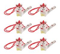 SOIMISS 6Pcs Ceramic Bird Whistles with Hanging Rope - Small Rabbit-Shaped Water Whistle - Creative Ceramic Animal Callers for Home, Bath, and Outdoor Use