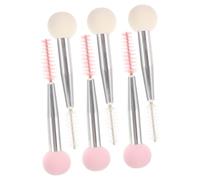SOIMISS 6pcs Dual-ended Eyebrow Makeup Sponge Brushes for Women Cosmetic Tools with Sponge Applicator and Eyebrow Eyelash Brush Safe Non-disposable Design White Pink with Silver Tubes