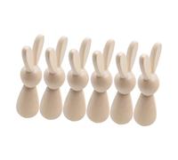 SOIMISS 6pcs Easter DIY Wooden Bunny Figurines Unfinished Hand Painted Rabbit Cutouts for Crafting Family Fun Tabletop Decor