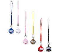 SOIMISS 6pcs Fortune Cat Dharma Small Copper Bell Phone Pendant Chains, Creative Bag Hanging Decor Keychains for Lucky Charm and Phone Accessories