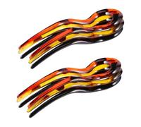 SOIMISS 6pcs Leopard Print Resin U-Shape Hairpin Fork Set for Women, Wedding and Party Hair Stick Clips, Includes Dark Coffee, Light Coffee, and Black Colors