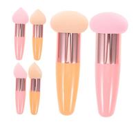 SOIMISS 6pcs Makeup Sponge with Handle Soft Beauty Egg Powder Puff for Liquid Foundation and Powder Reusable Facial Blending Applicator for Wet and Dry Use Gentle Pink Skin Tone Blender