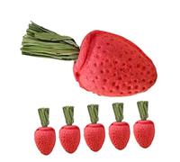 SOIMISS 6pcs Natural Small Animal Chew Strawberry Shape Bunny Chew Sticks for Teeth Grinding Rabbit Guinea Pig Hamster Chinchilla Safe Mental Stimulation Plaything