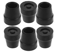 SOIMISS 6pcs Replacement Rubber Feet for Quad Cane, Non-Skid Rubber Walking Stick Tips, Custom Fit 16mm Bottom Pads for Four-Legged Walking Aids, Black Mobility Accessories for Elderly
