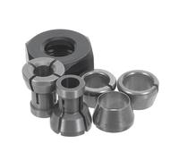 SOIMISS 6pcs Router Collet Set, Router Chuck Set, Steel M17 Nut, 5 Size 6/6.35/8/9.52/10mm Collet, Rapid Bit Change, for CNC Jobs and Woodworking
