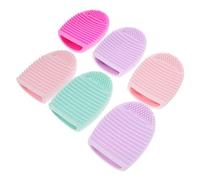 SOIMISS 6pcs Silicone Beauty Brush Cleaning Mat Half Egg Shape Makeup Brush Cleaner Pad Efficient Tool for Home Salon Use Mixed Color Design Space Saving and Flexible Material