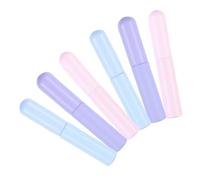 SOIMISS 6pcs Silicone Lipstick Brush Set Lid, Portable Round Head Lip Makeup Applicator Wands for Blending Concealer and Lip Gloss, Multi-color Pink Purple Blue for Travel and Daily Use