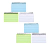 SOIMISS 6pcs Spiral Ruled Index Cards Notepad 3x5 Small Writing Pads with White Blue Green Covers, Bulk Spiral Notebooks for Office Study Planning and Quick Notes