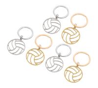 SOIMISS 6pcs Sport Keyring Miniature Volleyball Keychains Stainless Steel Portable Wear-resistant Silver and Gold Fashionable Modern Trendy School Bag Pendant for Sport Fan Souvenirs