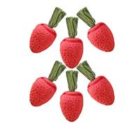 SOIMISS 6pcs Strawberry Shape Bunny Chew Toys for Small Animals Including Guinea Pig and Hamster, Made of Natural Hay, Promotes Teeth Health and Acts an Attention Grabber