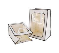 SOIMISS 6Pcs Window Tote Bags with White Handles, Small 18X13X25Cm Medium 20X16X30Cm Packaging Bags for Valentine’S Day and Party Wrapping