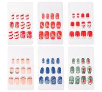 SOIMISS 72 Pcs Christmas Nail Art False Nails Set 6 Styles Mix 12 Pieces per Box Full Cover Manicure for Holiday Festival Decoration