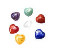 SOIMISS 7pcs Heart Shaped Chakra Crystals Set Natural Stones for Meditation Yoga for Feng Shui Decoration Relaxation Massage Therapy Stones Spiritual Decor for Mindfulness