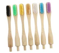 SOIMISS 7pcs Portable Bamboo Toothbrush Replacement Heads Biodegradable Nylon Bristles Medium Firm for Travel and Home Use
