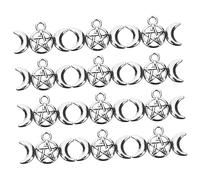 SOIMISS 80pcs Antique Silver Triple Moon Pentagram Charms with Hanging for DIY Jewelry Making Pendants for Earrings Necklaces Bracelets Creative Crescent Star Design for Crafting Gifts