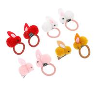 SOIMISS 8pcs Bunny Hair Clips and Hair Elastics Rope Set, Felt and Iron Material, Easy to Put and Take, for Everyday Morning Routine and Easter Party