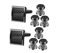 SOIMISS 8pcs Mens Tuxedo Cufflinks and Studs Set in Gunmetal Enamel Copper French Shirt Accessories for Groom and Groomsmen Versatile Formal Wedding and Business Suit Jewelry