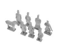 SOIMISS 8pcs Mini Terracotta Warriors Figurines Lightweight PVC Diorama Supplies Ancient Chinese Soldier Statues Grey for Home Office Garden Decor