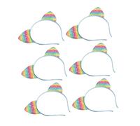 SOIMISS 8Pcs Rainbow Cat Ears Headband Sequin Hair Hoop for Women Comfortable Smooth Surface Hair Accessories for Halloween Cosplay Party Birthday Daily Wear
