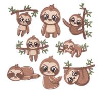 SOIMISS 8pcs Sloth Shape Embroidered Patches Iron on Sew on Cloth Accessories Cute Cartoon Style for Clothes and Backpacks Mend Reinforce