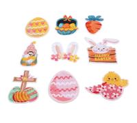 SOIMISS 9pcs Easter Embroidery Iron-on Patches Cartoon Rabbit Appliques for Clothing Hats DIY Festival Decoration Wear-Resistant Sewing Repair