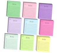 SOIMISS 9Pcs Fluorescent Self Adhesive Memo Pads Strong Adhesive Office Note Stickers for School Home and Work Compact To Do List and Reminder Notepads