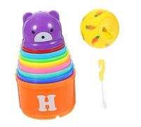 SOIMISS Adjustable Nesting Stacking Cups for Rabbits with Cleaning Brush Kit Plastic Bunny Food Storage in Rainbow Colors Interactive Boredom Breaker for Rabbit Treats and