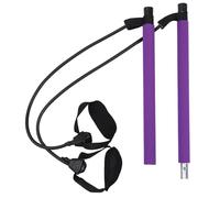 SOIMISS Adjustable Resistance Yoga Bar with Bands for Bodybuilding and Home Workout Stick Kit for Arm Waist Leg Toning Compact Fitness Equipment in Purple