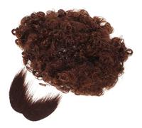 SOIMISS Afro Wig and Beard Set for Halloween Party Pirate Costume Brown Curly Hair Wig with Matching Mustache Reusable and Comfortable Fake Beard Accessory for Men Cosplay and Christmas