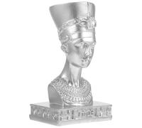 SOIMISS Ancient Egyptian Resin Cleopatra Bust with Silver Crystal Base, 150G Pharaoh Figurine Sculpture for Tabletop Decoration, Fits under 6Cm Crystal Balls, Vintage Home Décor Ornament