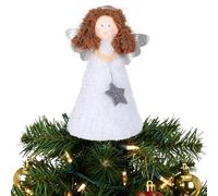 SOIMISS Angel Christmas Tree Topper, Christmas Angel Tree Topper Decorations, 14 x 6.5 cm Xmas Fairy Tree Topper Ornament for Home, Table, Indoor Christmas Tree New Year Holiday Decor, White